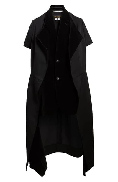 Comme Des Garçons Wool & Velveteen Double Layer Jacket In Black X Black