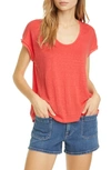 FRAME EASY SCOOP NECK ORGANIC LINEN T-SHIRT,LWTS1067