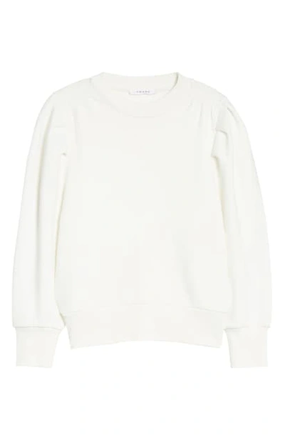 Frame Shirred Shoulder Sweatshirt In Blanc