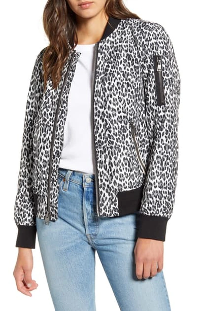 Levi's Ma-1 Satin Bomber Jacket In White Leopard