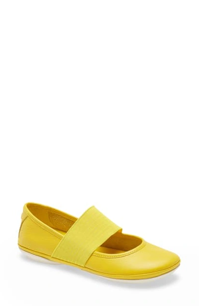 Camper Right Nina Leather Ballerina Flat In Medium Yellow Leather