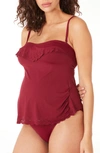 Shop Cache Coeur Bloom Tankini Maternity Swimsuit In Copper