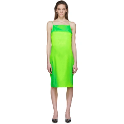 Kwaidan Editions Light Satin Slip Dress In Green