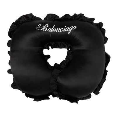 Balenciaga Black Silk Travel Pillow In 1000 Black