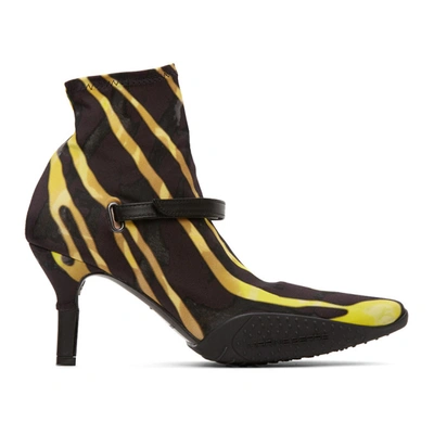 Marine Serre Black & Yellow Jersey Sock Ankle Heel Boots In Yellow,black