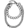 WE11 DONE SILVER MULTI CHAIN NECKLACE