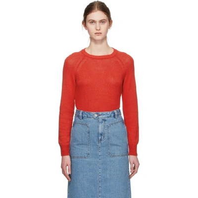 Apc Janet Long-sleeved Crew-neck Sweater In Rouge
