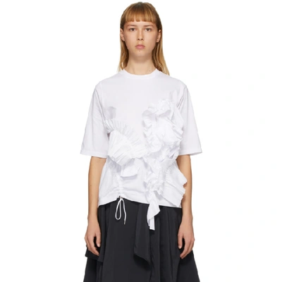Enföld Enfold White Soft Decorative Pleated T-shirt In 010 White