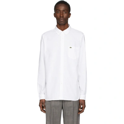 Lacoste Button Down Oxford Shirt In White
