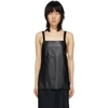 MARKOO MARKOO BLACK FAUX-LEATHER APRON TANK TOP