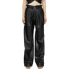 MARKOO MARKOO BLACK FAUX-LEATHER THE PLEAT TROUSERS