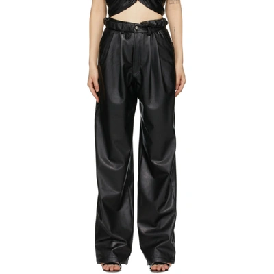 Markoo Black Faux-leather The Pleat Trousers