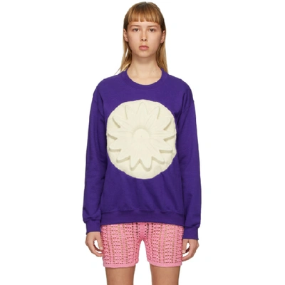 Paula Canovas Del Vas Purple Flower Embossed Sweatshirt
