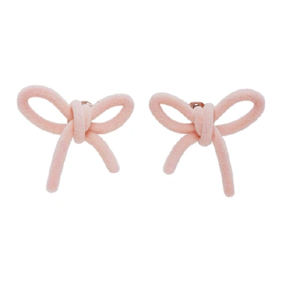 Shushu-tong Shushu/tong Ssense Exclusive Pink Yvmin Edition Velvet Bow Earrings