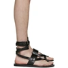 SAINT LAURENT BLACK CULVER ANKLE STRAP SANDALS