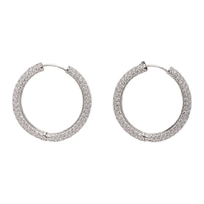 Numbering Silver Large Crystal Hoop Earrings