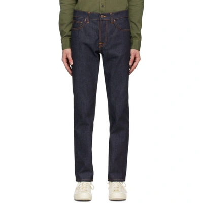 Nudie Jeans Gritty Jackson Organic-cotton Straight-leg Jeans In Dry True Navy