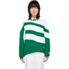 LI-NING LI-NING GREEN AND WHITE STRIPED POLO SWEATSHIRT