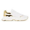 DOLCE & GABBANA DOLCE AND GABBANA WHITE AND GOLD DAYMASTER SNEAKERS