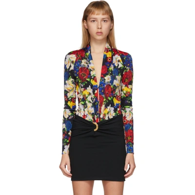 Versace Ssense 独家发售 Floral 多色低圆领连体衣 In A7000 Multi