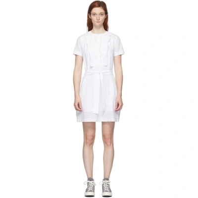 Apc Loulou Ruffle-trimmed Cotton Dress In Aab White