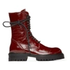 ANN DEMEULEMEESTER RED PATENT CRINKLE BOOTS