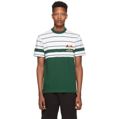 Aimé Leon Dore Green & White Embroidered Stripe T-shirt