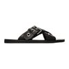 VERSACE VERSACE BLACK PALLADIUM BUCKLE SANDALS