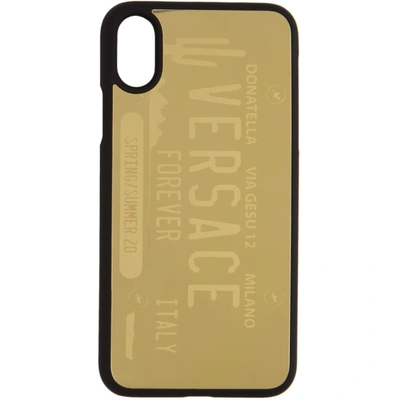 Versace Gold License Plate Logo Iphone X/xs Case In D41o Blkgld