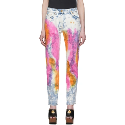 Versace Tie-dyed High-rise Straight-leg Jeans In Multicolor