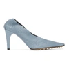 BOTTEGA VENETA BLUE CRUNCH LEATHER PUMPS