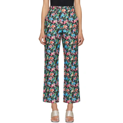 Paco Rabanne Cropped Floral-print Slim-leg Trousers