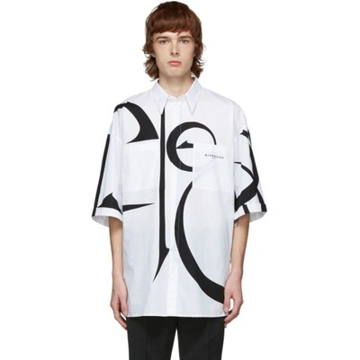 Givenchy White & Black Oversized Calligraphic Shirt