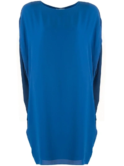 Halston Heritage Dropped Sleeve Shift Dress In Blue
