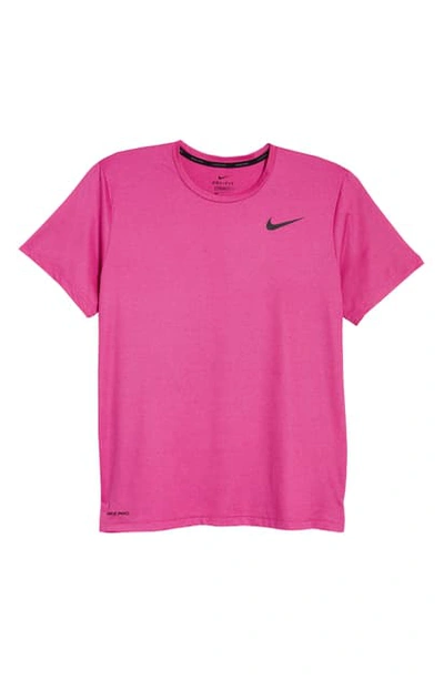 Nike Pro Dri-fit Training T-shirt In Noble Red/fire Pink/heather