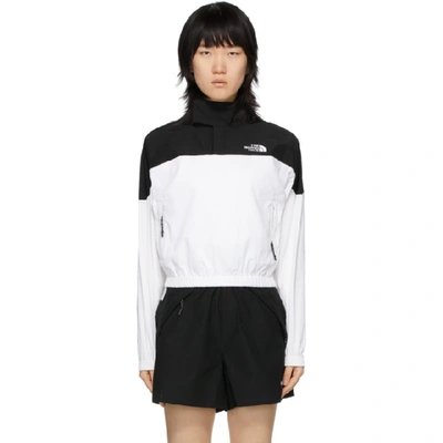 The North Face Black Series White And Black Poplin Funnel Sateen Jacket In La9 Wht/blk
