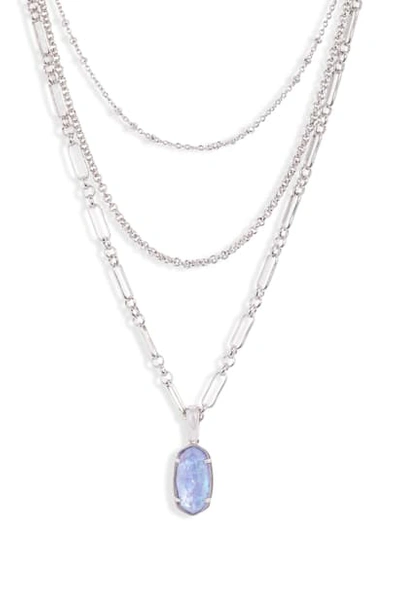 Kendra Scott Ellie Layered Necklace In Rhod Iridescent Lilac Illusion