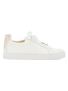 Sophia Webster Butterfly Glitter Low-top Leather Sneakers In White Rose Gold