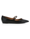 TABITHA SIMMONS Hermione Snakeskin-Embossed Leather Mary Jane Flats