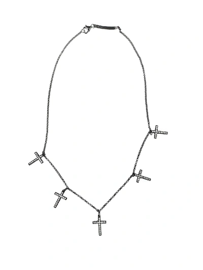 Federica Tosi Lace Faith Mini Short Necklace In Black