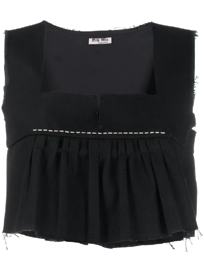 Miu Miu Stitch-detail Tank Top In Black