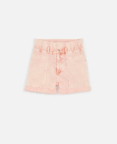 Stella Mccartney Distressed High-rise Denim Shorts In Pink