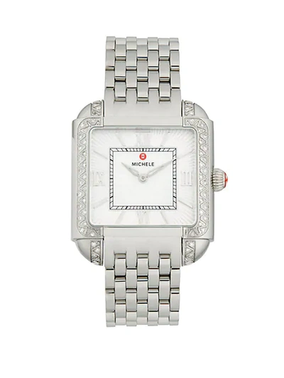 Michele Milou Diamond Stainless Steel Bracelet Watch
