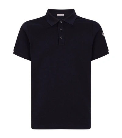 Moncler Logo-print Striped Undercollar Cotton Polo Shirt In Blue