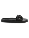 VALENTINO GARAVANI EMBELLISHED LEATHER SLIDES,0400011011810