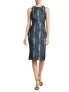 ZAC POSEN SNAKESKIN-PRINT METALLIC JACQUARD COCKTAIL DRESS,0400012511340