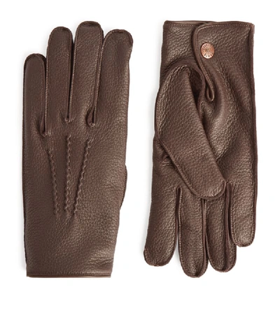 Dents Cashmere-lined Leather Gloves In Brown
