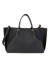 VALENTINO GARAVANI LOGO LEATHER TOTE,0400012516134