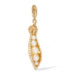ANNOUSHKA YELLOW GOLD AND PEARL PEA POD CHARM,14868185