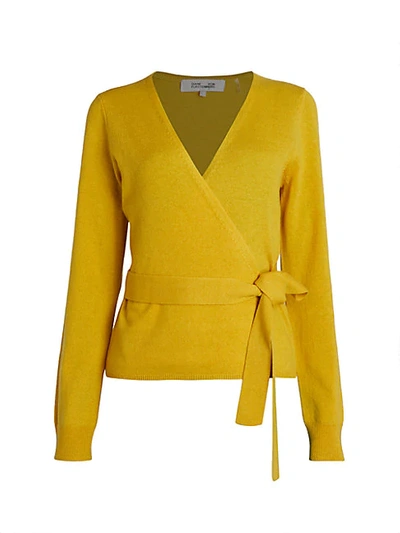 Diane Von Furstenberg Wool & Cashmere Ballet Wrap Sweater In Yellow